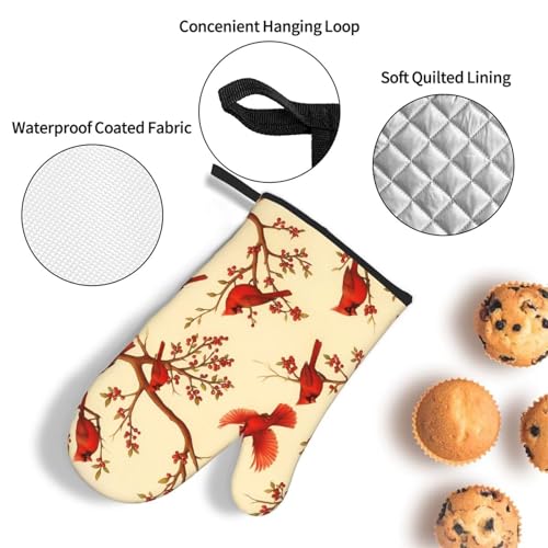 Red Cardinal Oven Mitts and Pot Holders Sets of 3 (Cardinal Bird)