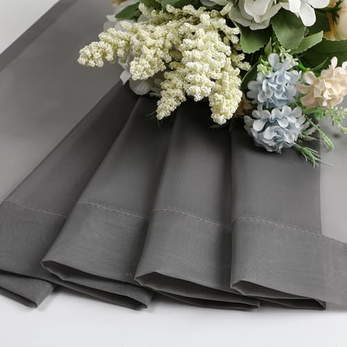 Sheer Voile Window Treatment Rod Pocket Curtain Panels for Kitchen Bedroom Living Room Drapes Sunlight Filtering Privacy Semi Home Decor Assorted (40"W x 96"L (Pack of 2) / Charcoal Grey)
