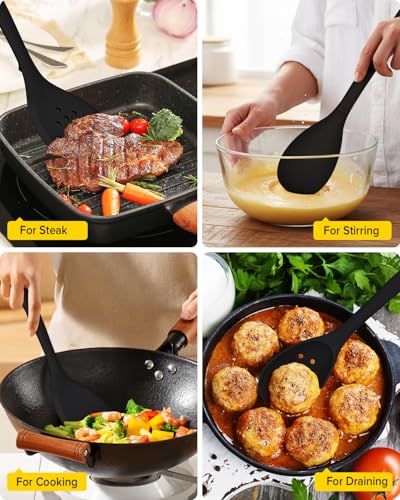 Silicone Cooking Utensils Set (Black)