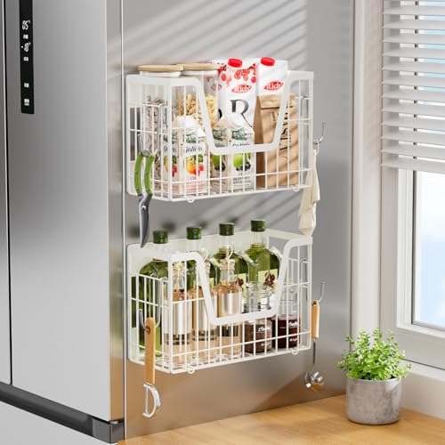 4 Pack Magnetic Shelves For Fridge (White / 4)