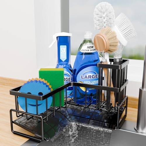 Large Sponge Holder for Kitchen Sink (Black)