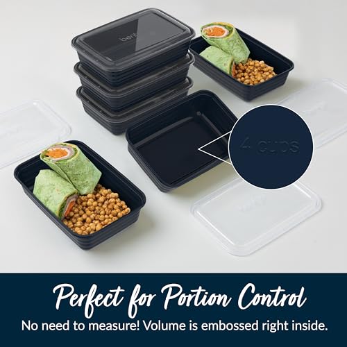 Prep - 20-Piece 1-Compartment Reusable Meal Prep Containers with Lids, PFAS & BPA Free Materials, Durable, Microwave, Freezer, & Dishwasher Safe To Go Food Storage (Navy Blue) (Navy Blue)