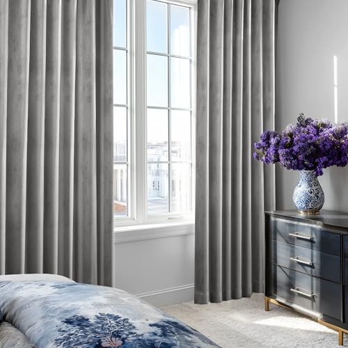 Deoconovo 100% Blackout Curtains for Living Room Nursery 84 Inch Long (Dark Grey/100% Blackout / 50"W x 84"L (Pack of 2))