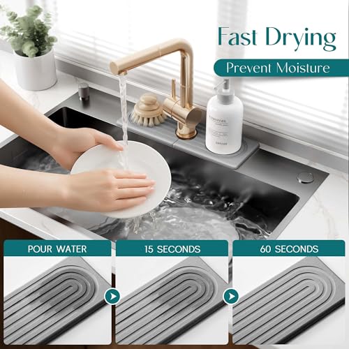Faucet Mat for Kitchen Sink (Gray / 15" x 5.3")