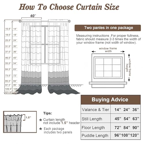 Taupe Sheer Curtains 84 Inches Long for Living Room (Taupe / 42"W x 84"L (Pack of 2))