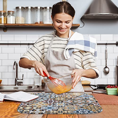 Absorbent Dish Drying Mat for Kitchen (18" x 24" / Vintage Floral)