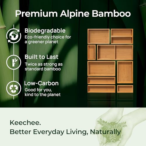 10 Piece Bamboo Drawer Organizer Set (Bundle: 10pc Organizers Set)