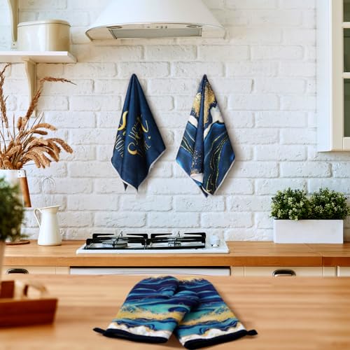 6 Pcs Blue Kitchen Decor Kitchen Towels (Blue)