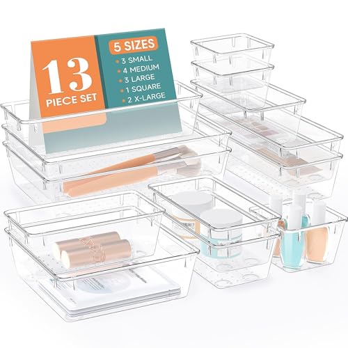 13 PCS Drawer Organizer Set (Clear / 13 PCS)