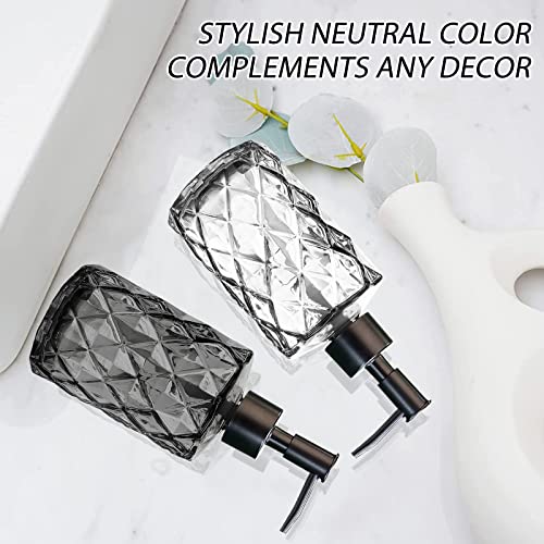 11oz Glass Soap Dispenser with Plastic Pump (Diamond Black & Diamond Clear)