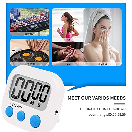 6 Pack Small Digital Kitchen Timer Magnetic Back and ON (0.8 x 2.83 x 2.56 inch)