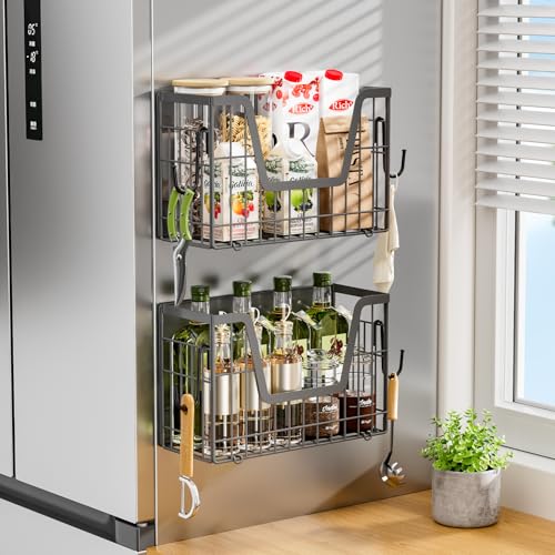 4 Pack Magnetic Shelves for Fridge (Grey / 4)