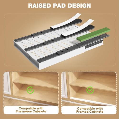 Pull Out Cabinet Organizer (White / 11"-16"W x 17"-24"D(2Pack))