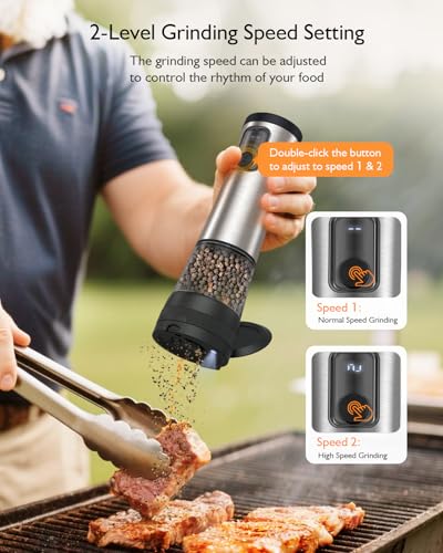 Electric Salt and Pepper Grinder Set (Sliver Black)