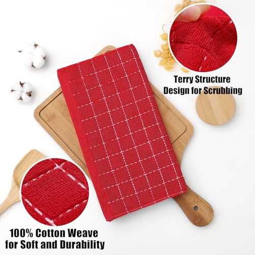 100% Cotton Terry Kitchen Towels (Red / 13 X 28 - 12 Pack)