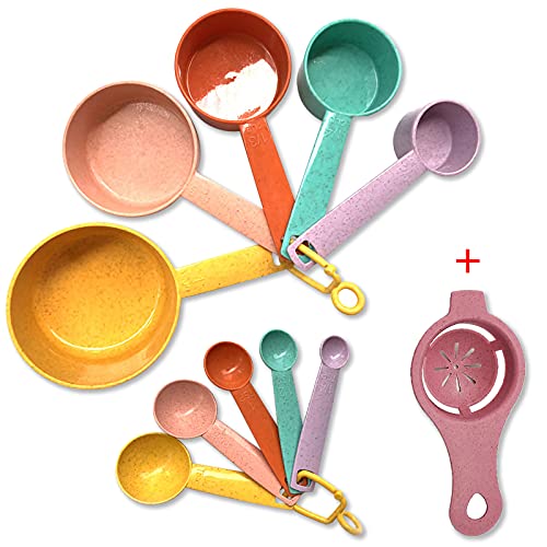 Plastic Measuring Cups and Spoons Set (Random Color Set)
