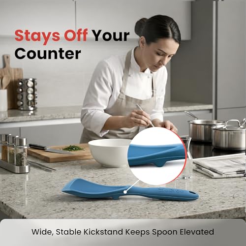 Seamless Silicone Spatula Spoon Multifunction Scoop Kitchen Spoon (Starry Blue-2 Pack)