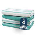 Kitchen Towels Set (18"x28" - 4 Pack / 13: Peacock Blue Herringbone)