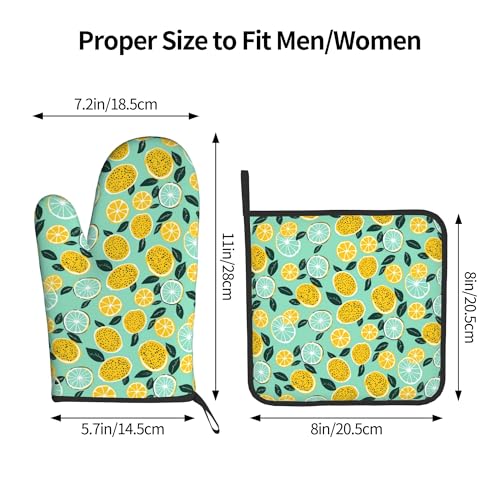 Lemon Pot Holders and Oven Mitts (Teal Summer Lime)