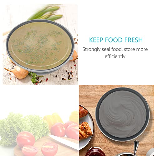 BPA Free Plastic Round Mixing Bowl with Lids (Gray)