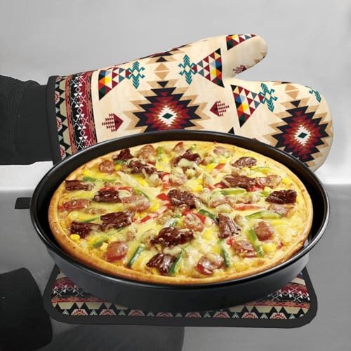 Southwestern Aztec Oven Mitts and Pot Holders Set of 3 (Southwestern)