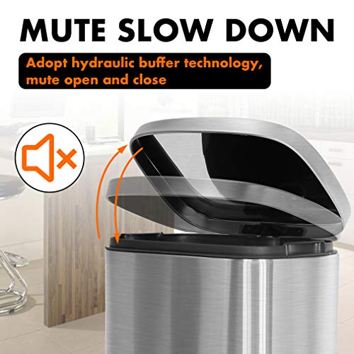 8 Gallon Trash Can with Lid (Stainless Steel / 8G)