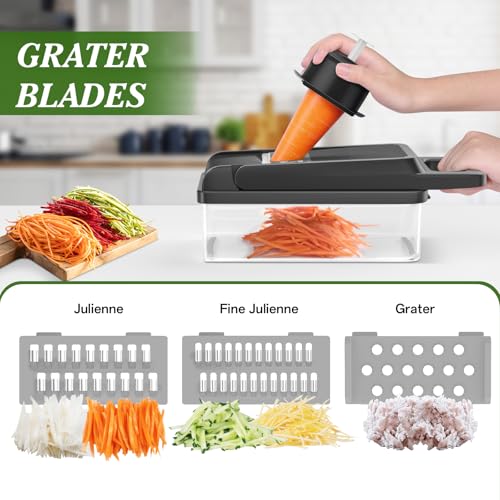 Veggie Chopper Vegetable Cutter (Gray / 10 blades)