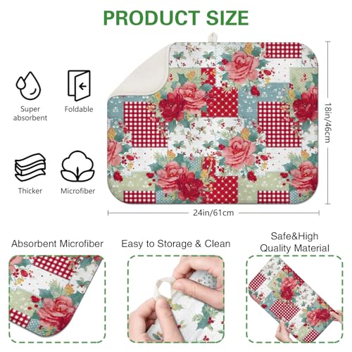 Dish Drying Mat Drainer Pads (Red / 18"x24")