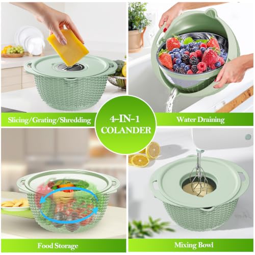 4 in 1 Colander with Bowl Set (Green)