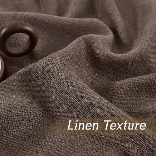 Linen Semi Sheer Curtains for Bedroom Living Room 84 inches Long (Z - Brown / 52"W x 84"L (Pack of 2))