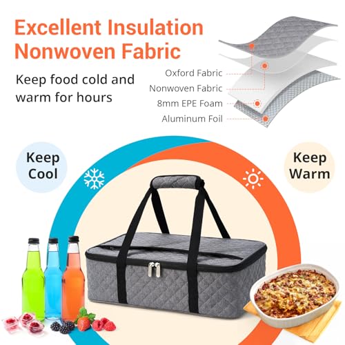 Insulated Casserole Carrier Fits 9"x13" Dish (Gray)