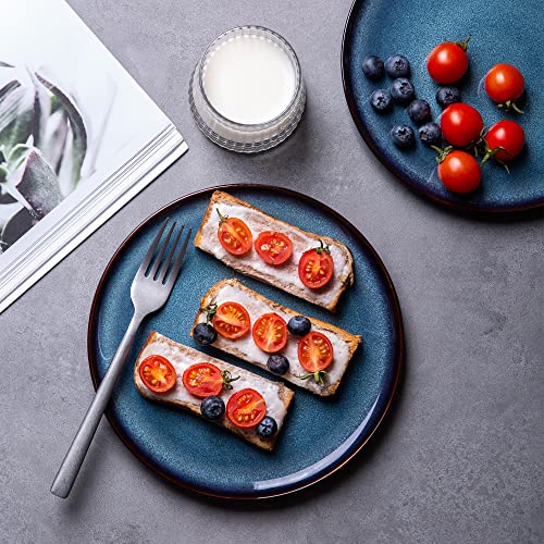 Ceramic Plate Set of 6 (8.5 Inch for 6 / Reactive-Blue)