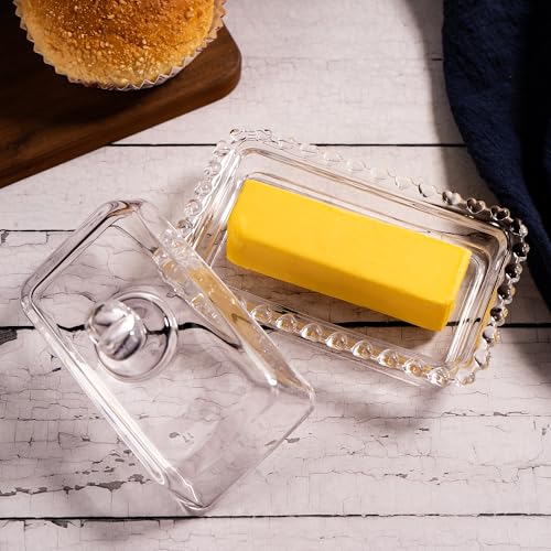 Glass Butter Dish with Heart Lid (heart shaped lid)