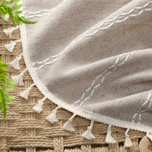 Khaki Brown Boho Blackout Curtains 2 Panels with Tassels 52W X 70L (Khaki Brown / 52"W x 70"L (Pack of 2))