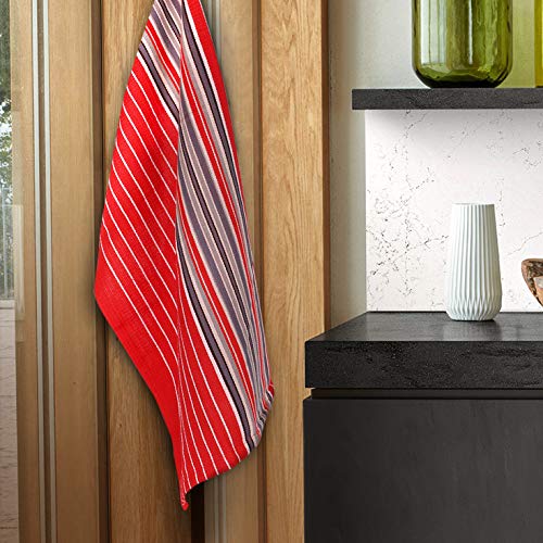 Kitchen Towels Waffle Stripes Dish Towels for Kitchen Cherry Red Set of 6 Kitchen Towels Highly Absorbent Cotton Over Sized 20X30 in with Mitered Corners Kitchen Hand Tea Towels (20" x 30" (Set of 6) / 061 Red - Stripes)