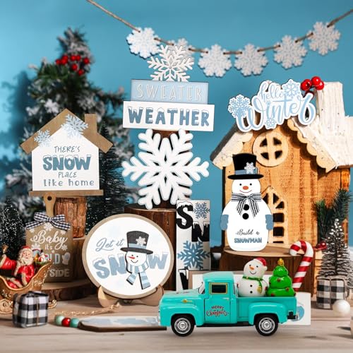 Vintage Blue Christmas Truck Decor (Xmas-tiffany Blue)