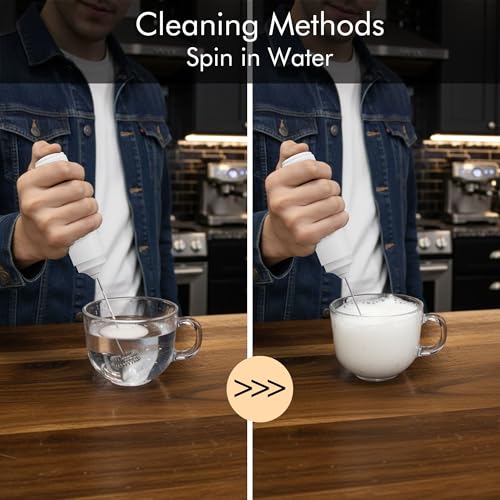 Rechargeable Milk Frother Handheld (White)