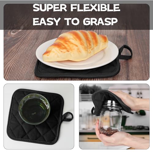 Oven Mitts and Pot Holders Set (Black / 4 Pieces Set)