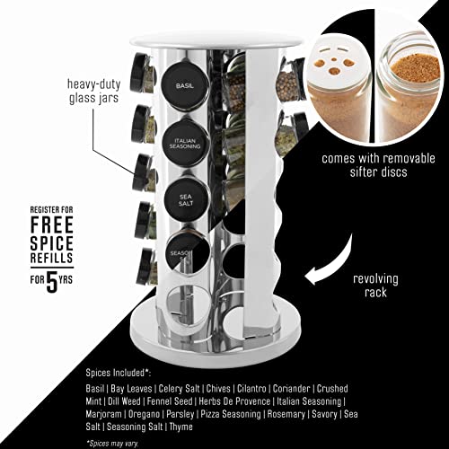 20 Jar Revolving Countertop Spice Rack with Spices Included (Classic / 20-Jar)