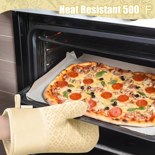 Dish Towels and Dishcloths with Oven Mitts Sets (Beige)