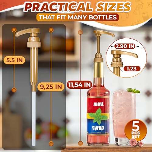 5 Pcs Coffee Syrup Pump (Gold 5-pack)