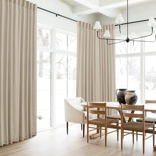 Sheer Curtains 108 inches (H - Taupe / 52"W x 108"L (Pack of 2))