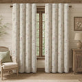 Boho Floral 100% Blackout Curtains 90 Inch 2 Panels Linen Texture (Blackout Vintage Florals / 52"W x 90"L (Pack of 2))