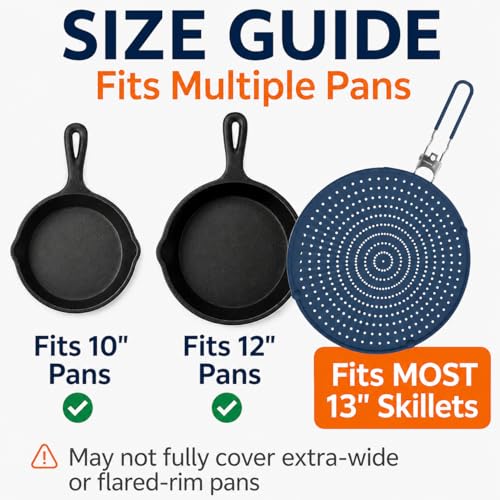 Silicone Splatter Screen for Frying Pan (13 inch / Navy Blue)