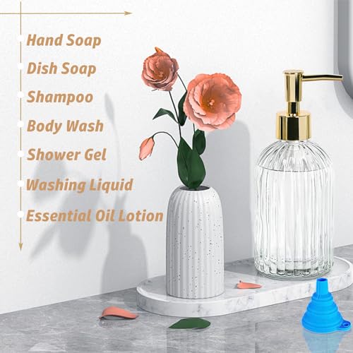 14Oz Clear Glass Soap Dispenser with Plastic Pump (Clear)