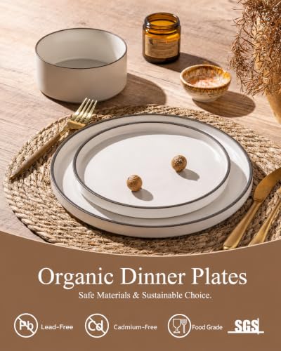 Ceramic Dinner Plates Set of 6 (Black Rim / 10.25Inch-6pcs)