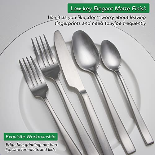 40 Piece Silverware Set Service for 8 (Matte Finish Silver)
