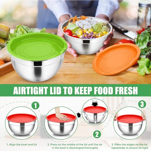 Metal Mixing Bowls with Lids Set (Multicolor / Airtight Lids)