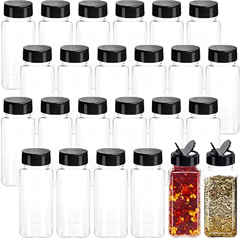 24 Pack 3.5 oz Square Plastic Spice Jars
