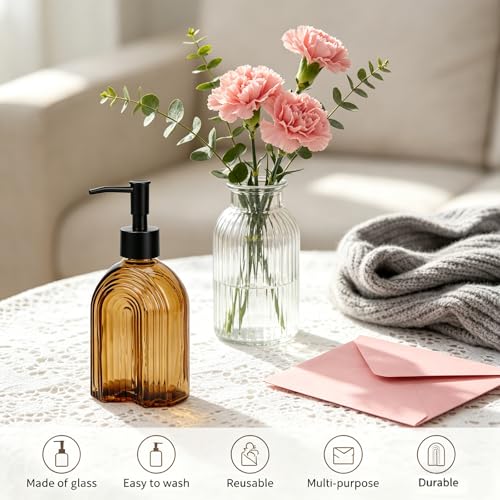 Black Pump Glass Soap Dispenser (Amber R)